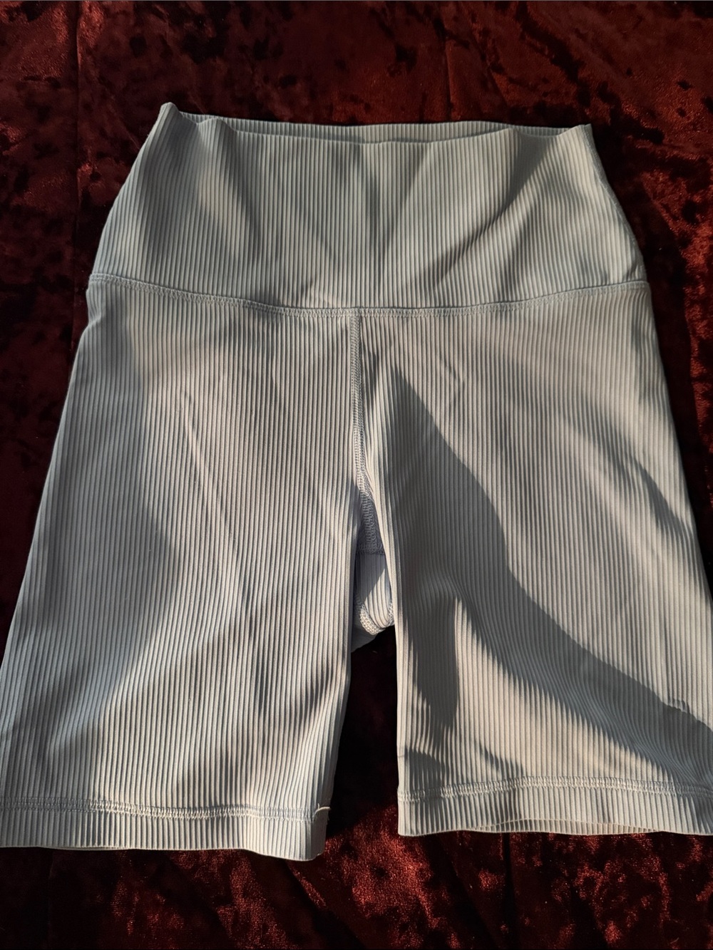 90 Degree By Reflex Light Gray Ribbed High-Waist Bike Shorts